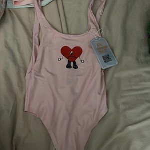 Light pink womens bad bunny bathing suit never worn un verano sin ti size S